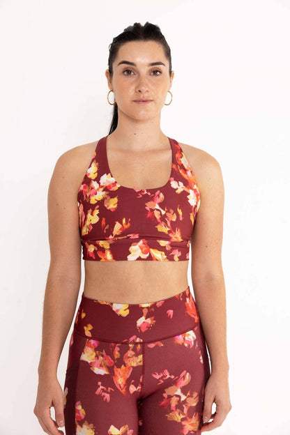 Stella Strappy Bra Luminous Blooms Burgundy