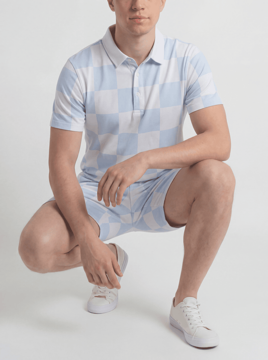 Adam Short Baby Blue Checkers