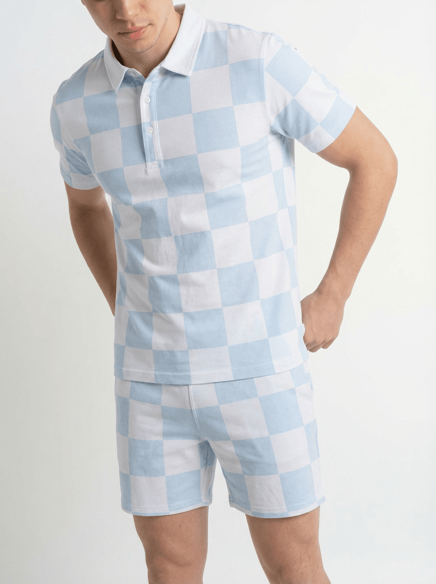 Adam Short Baby Blue Checkers