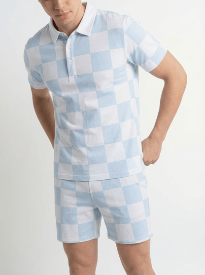 Adam Short Baby Blue Checkers